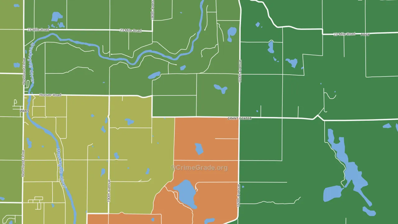 Grant Center, MI Map of Vandalism Rates