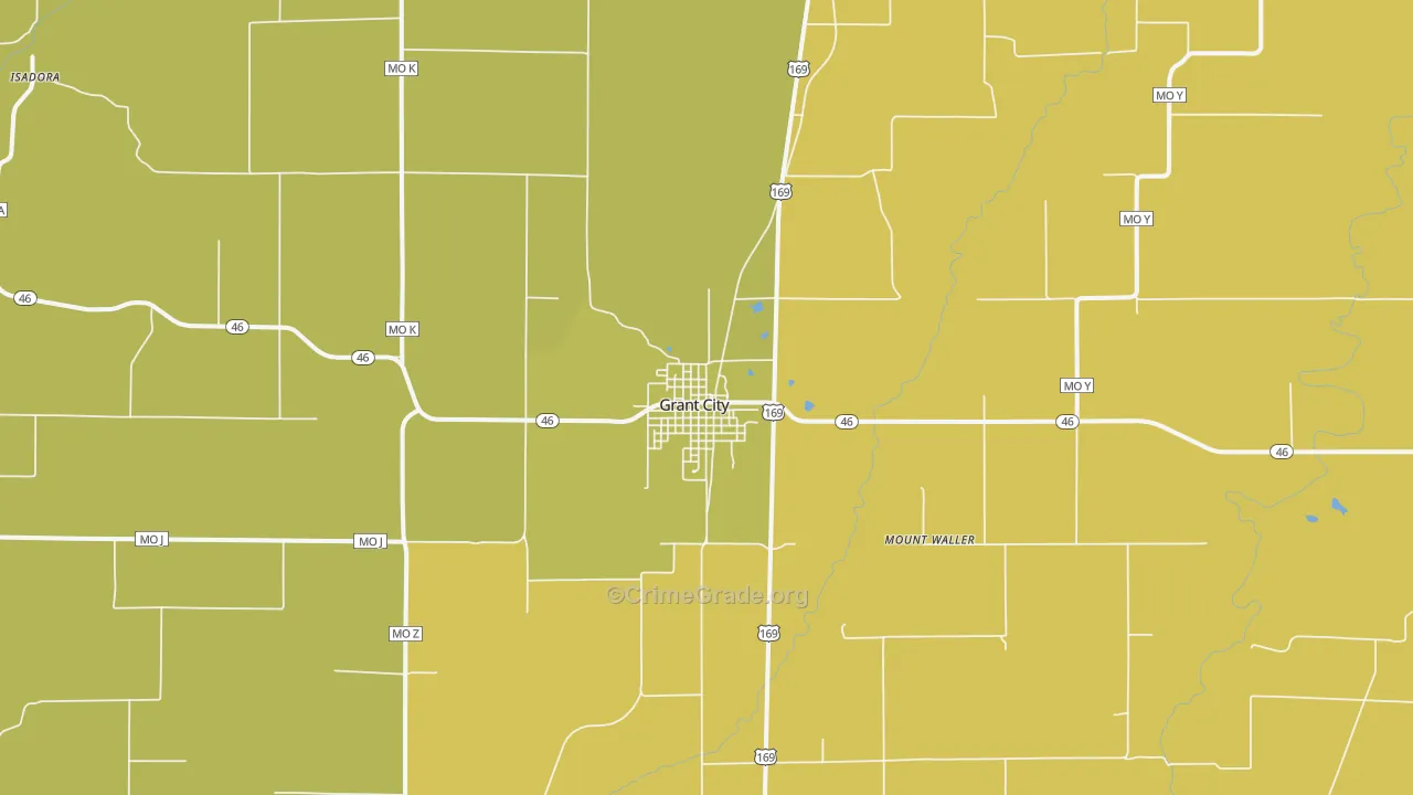 Grant City, MO Map of Vandalism Rates