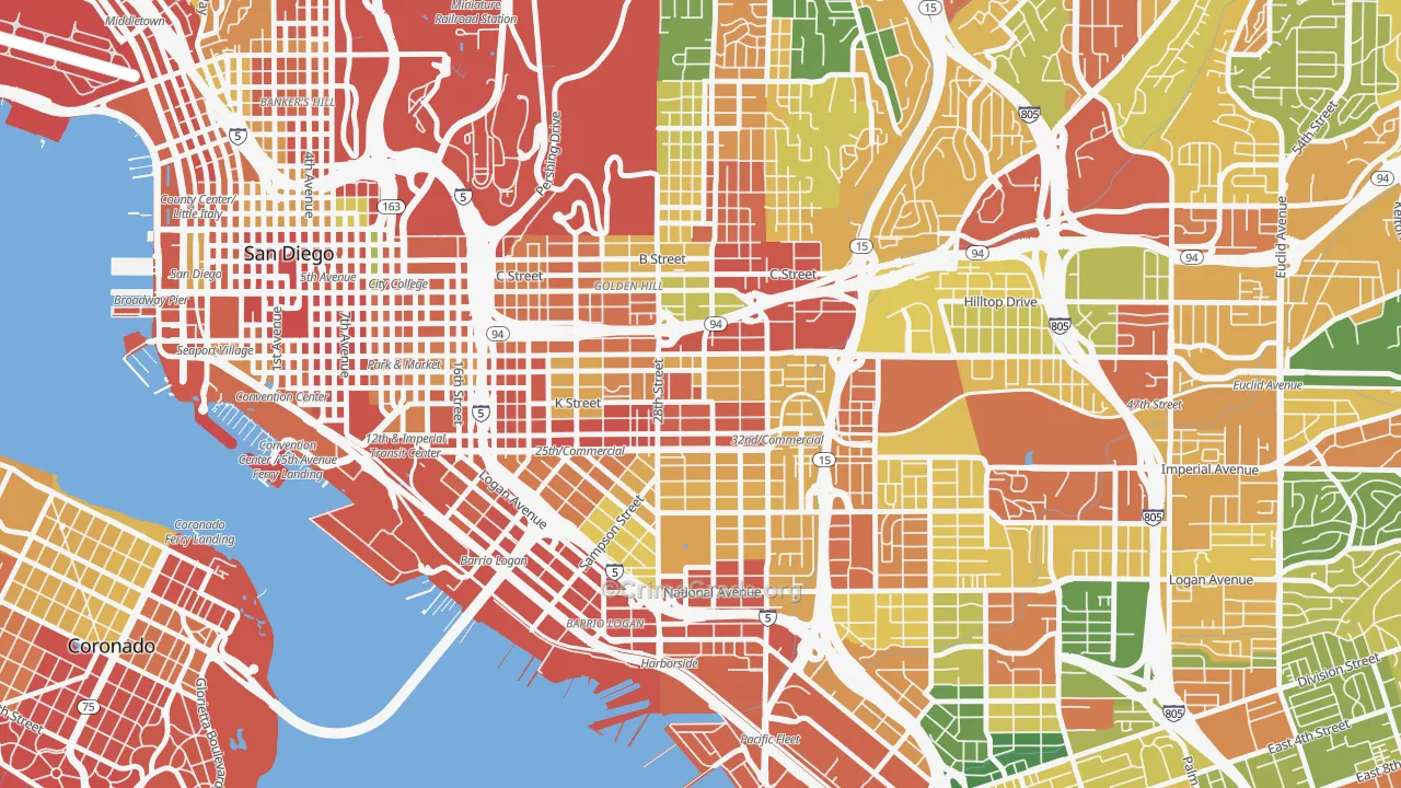 Grant Hill, San Diego, CA Map of Vandalism Rates