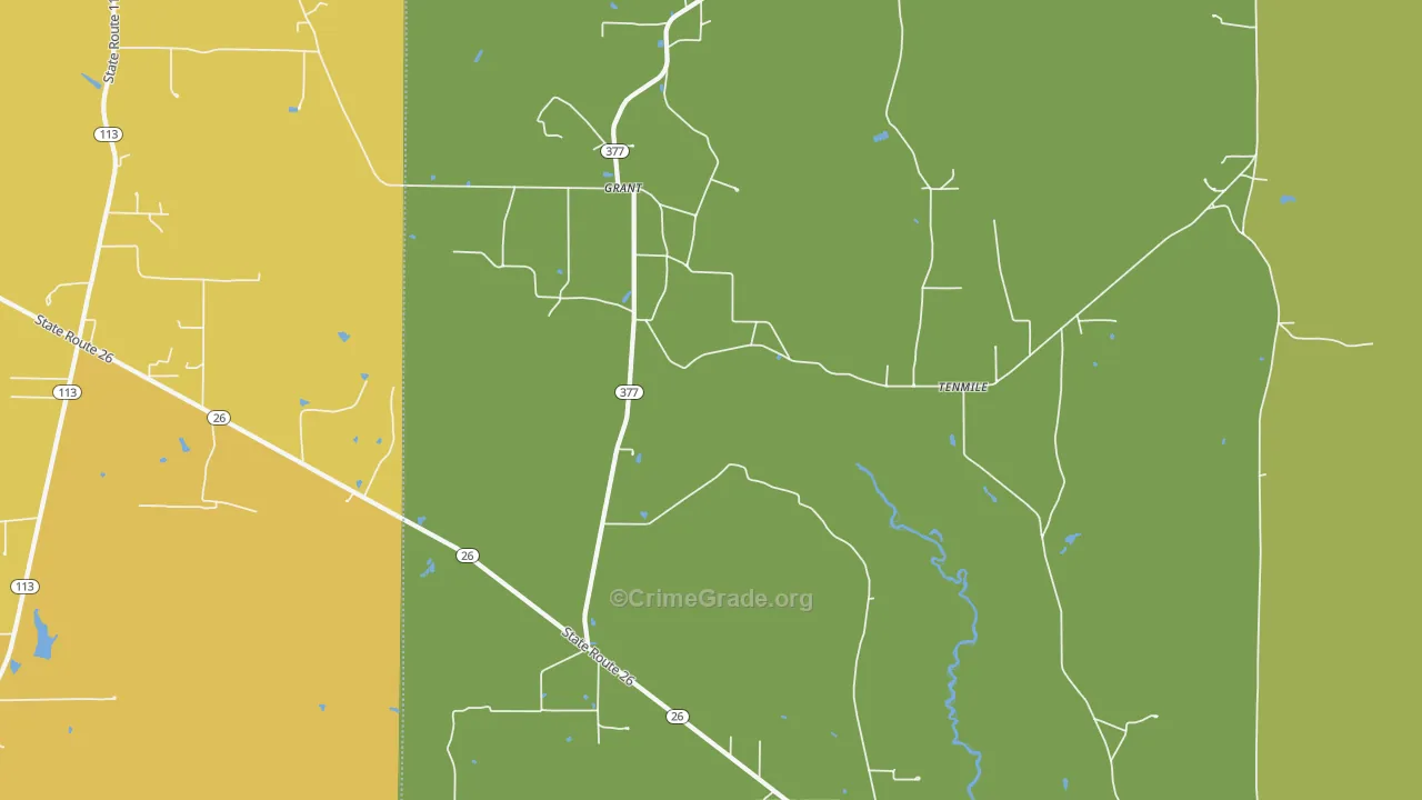 Grant, LA Map of Vandalism Rates