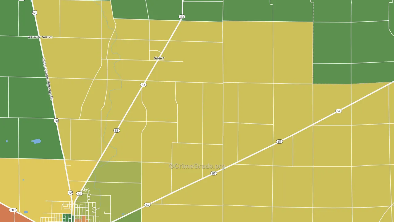 Grant, OH Map of Vandalism Rates