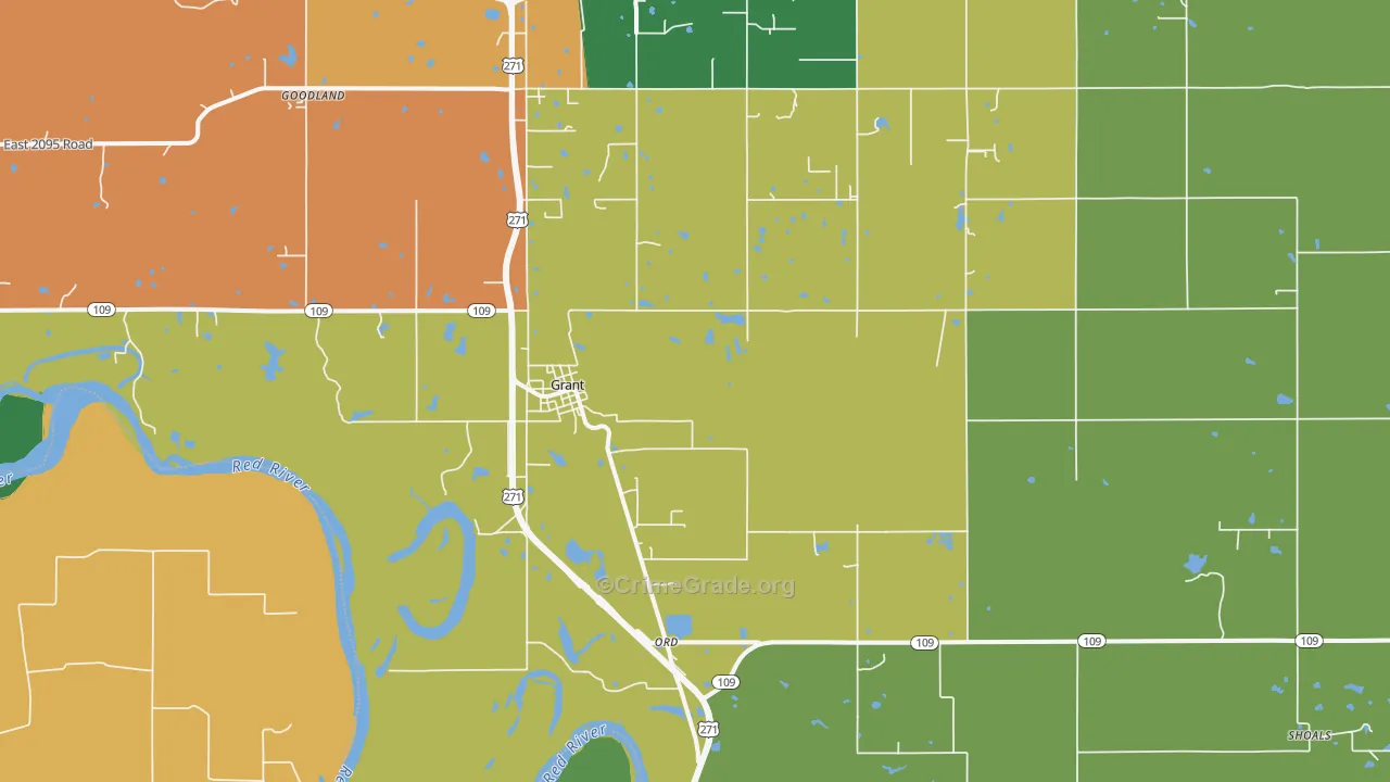 Grant, OK Map of Vandalism Rates