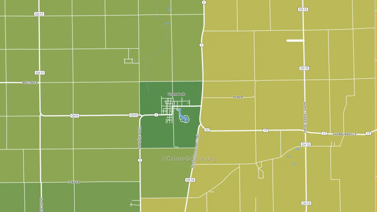Grant Park, IL Map of Vandalism Rates
