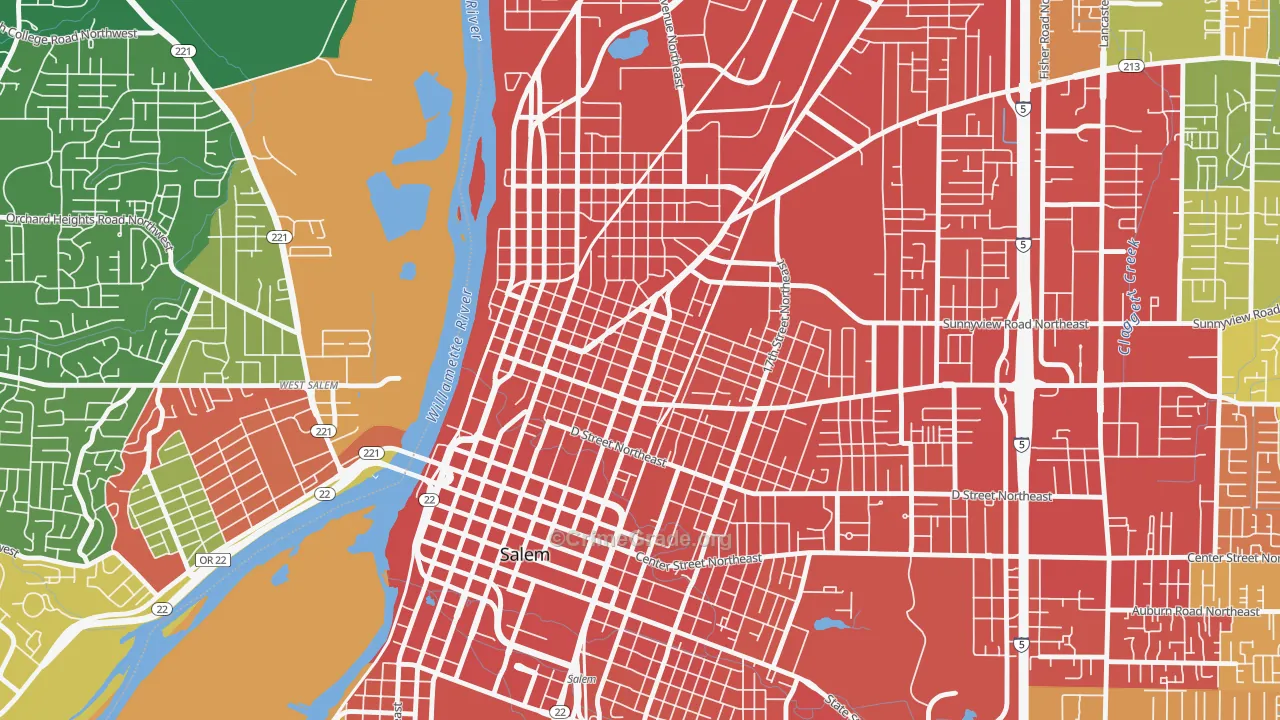 Grant, Salem, OR Map of Vandalism Rates