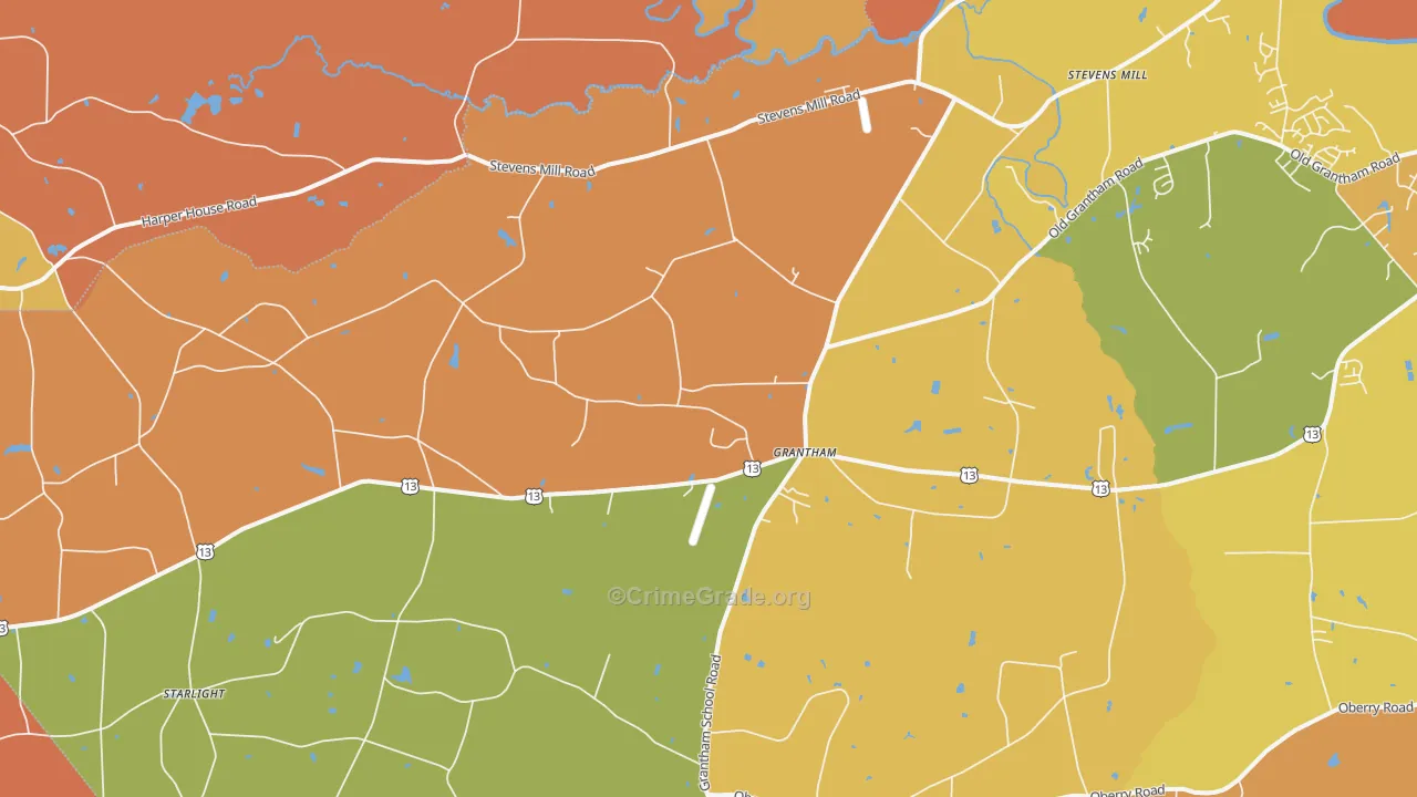 Grantham, NC Map of Vandalism Rates