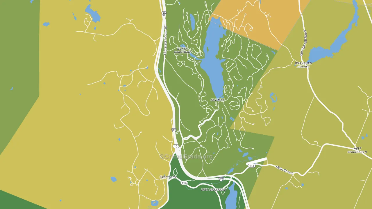 Grantham, NH Map of Vandalism Rates