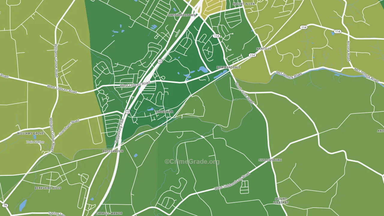 Grantham, PA Map of Vandalism Rates