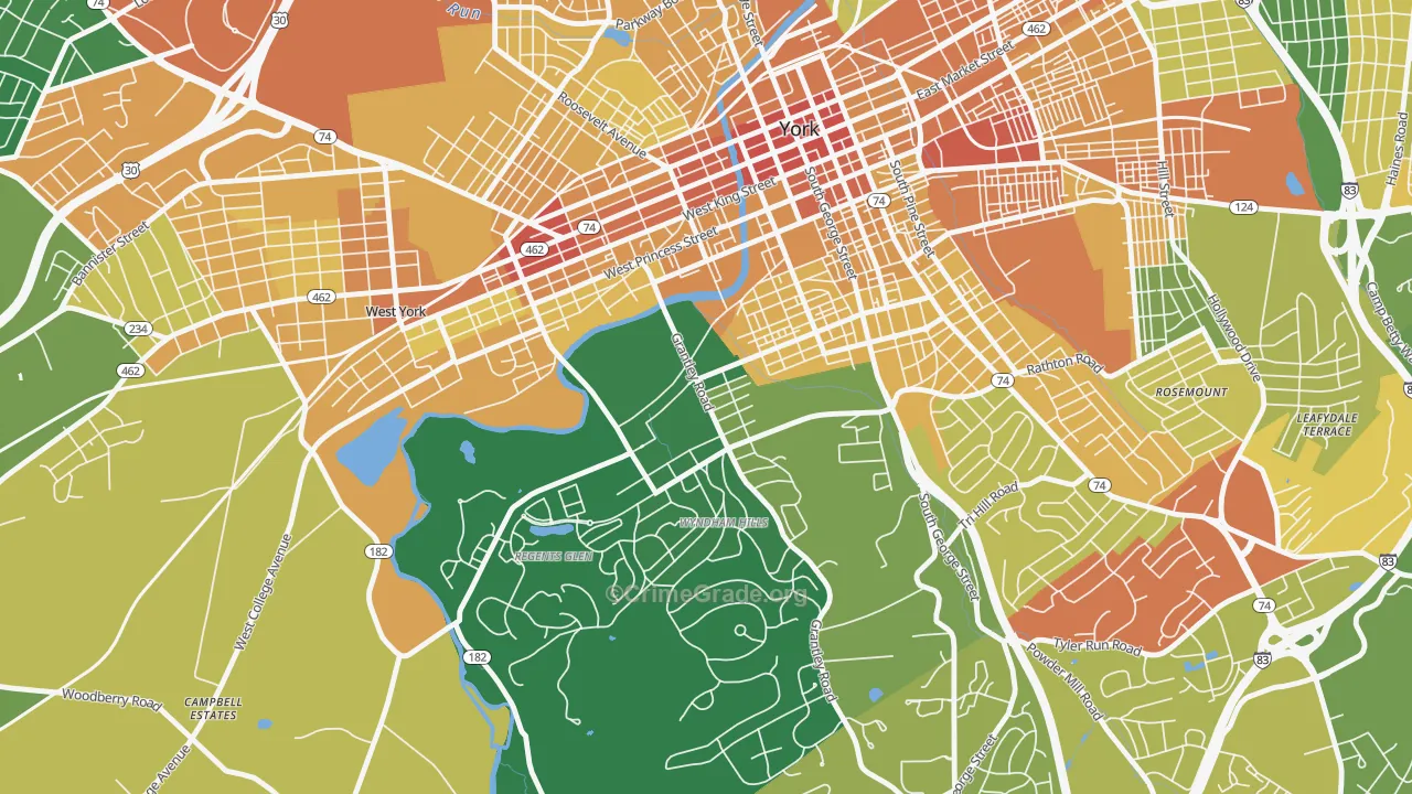 Grantley, York, PA Map of Vandalism Rates