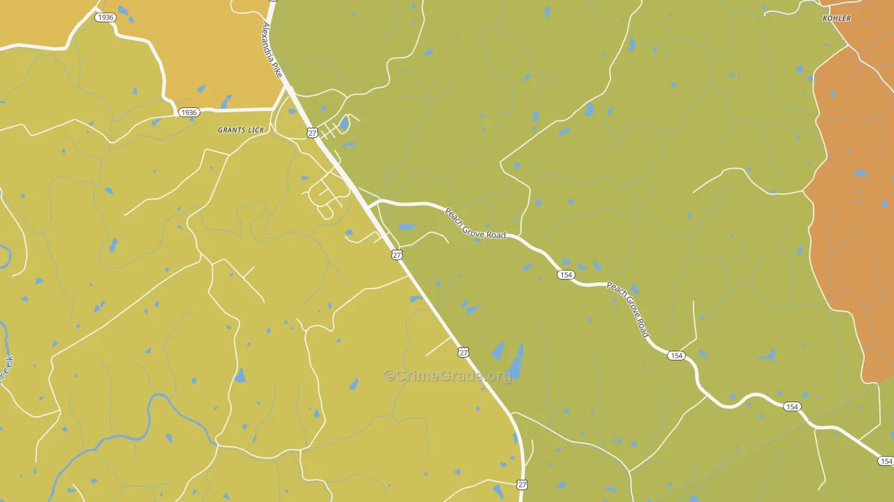 Grants Lick, KY Map of Vandalism Rates