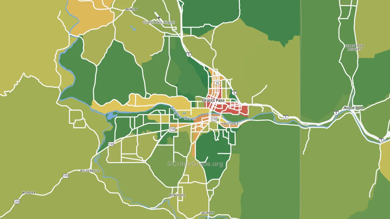 Grants Pass, OR Map of Vandalism Rates