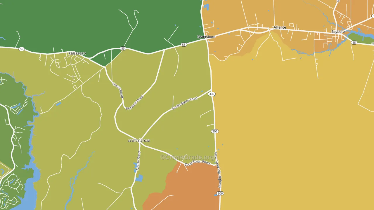 Grantsboro, NC Map of Vandalism Rates