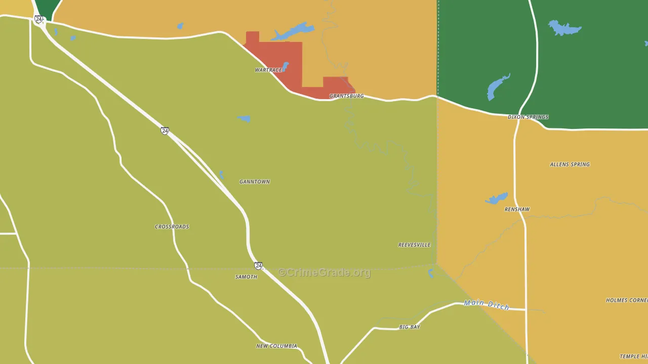 Grantsburg, IL Map of Vandalism Rates