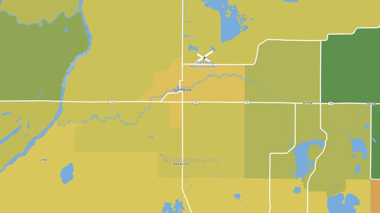 Grantsburg, WI Map of Vandalism Rates