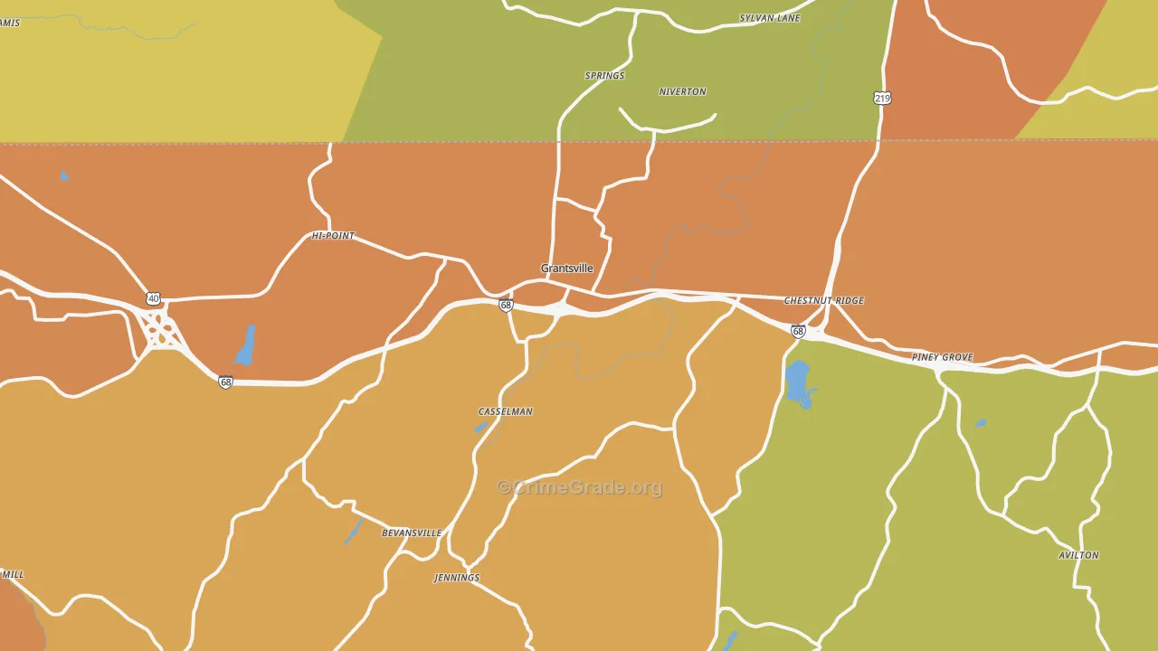 Grantsville, MD Map of Vandalism Rates