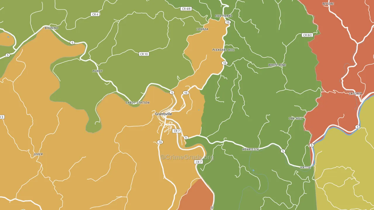 Grantsville, WV Map of Vandalism Rates