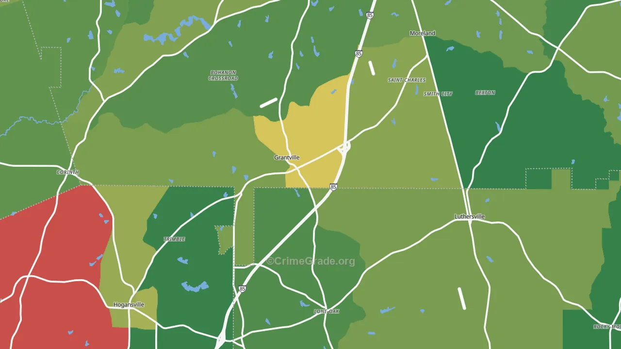 Grantville, GA Map of Vandalism Rates