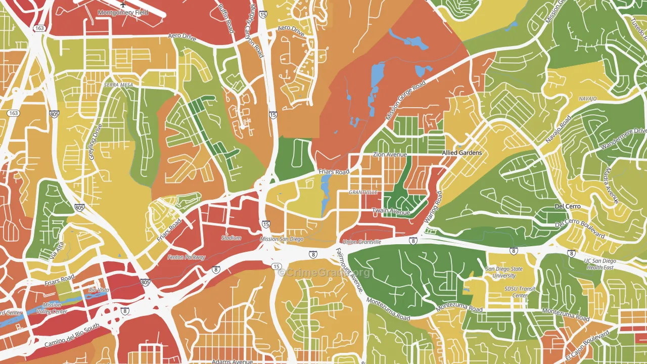 Grantville, San Diego, CA Map of Vandalism Rates