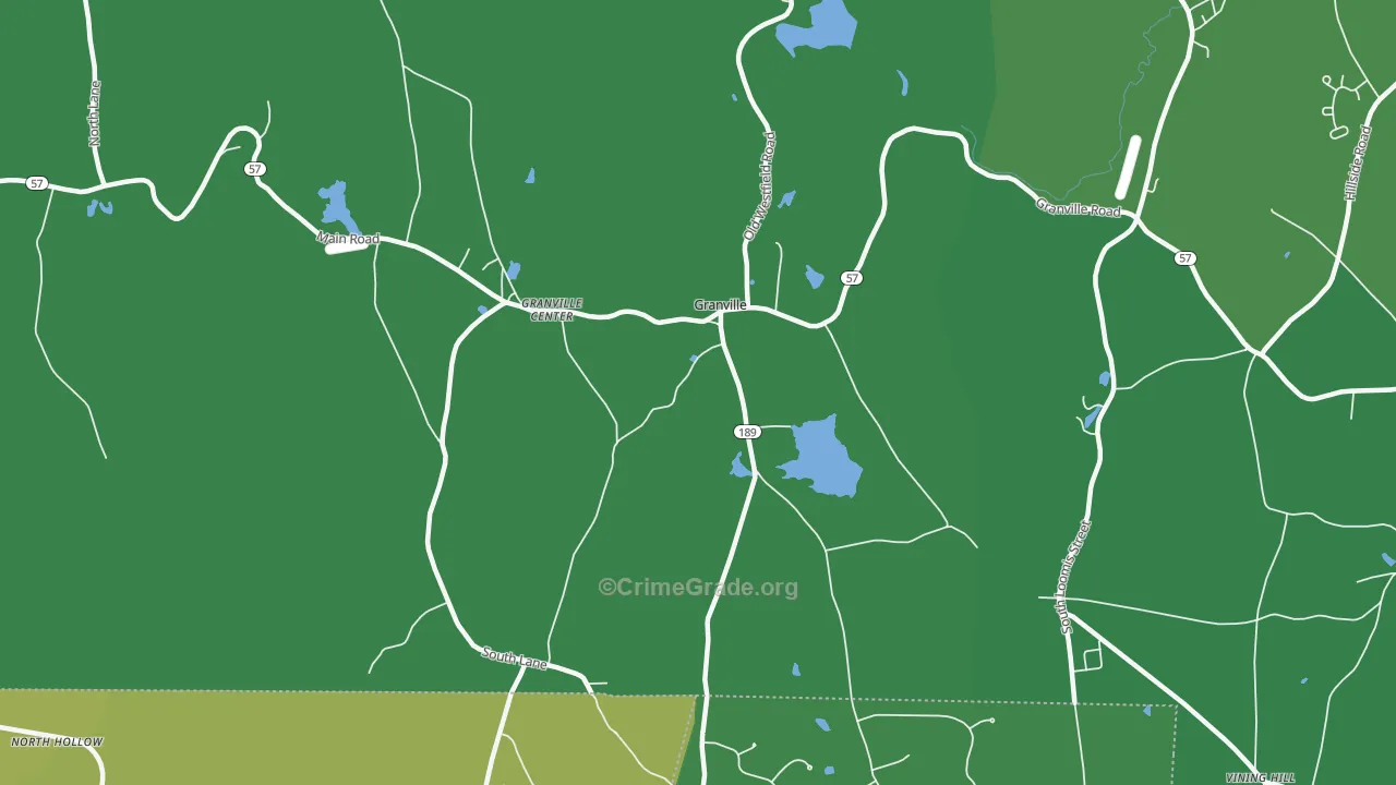 Granville Center, MA Map of Vandalism Rates