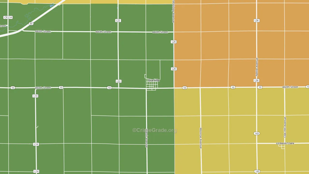 Granville, IA Map of Vandalism Rates