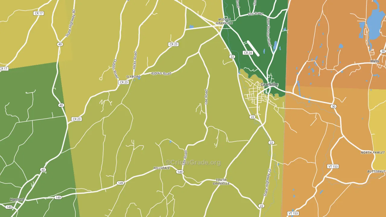 Granville, NY Map of Vandalism Rates