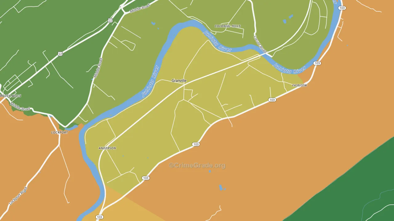 Granville, PA Map of Vandalism Rates