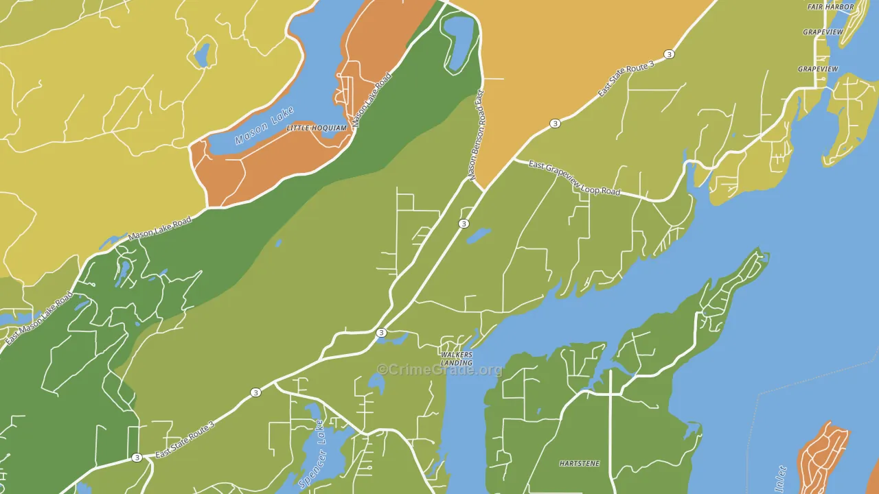 Grapeview, WA Map of Vandalism Rates
