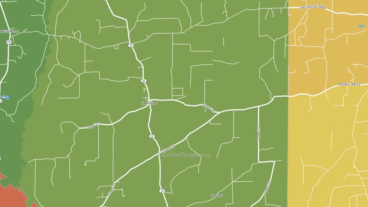 Grapevine, AR Map of Vandalism Rates