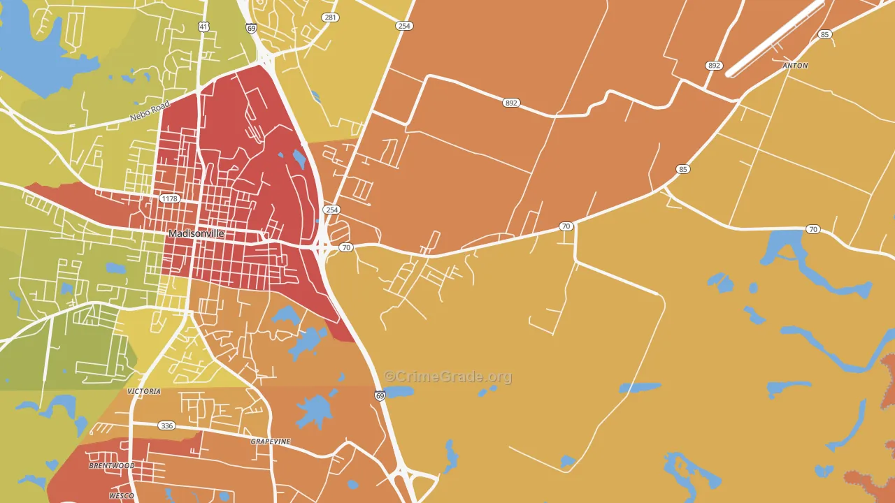 Grapevine, KY Map of Vandalism Rates