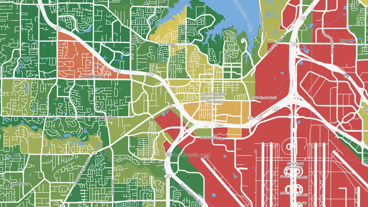 Grapevine, TX Map of Vandalism Rates