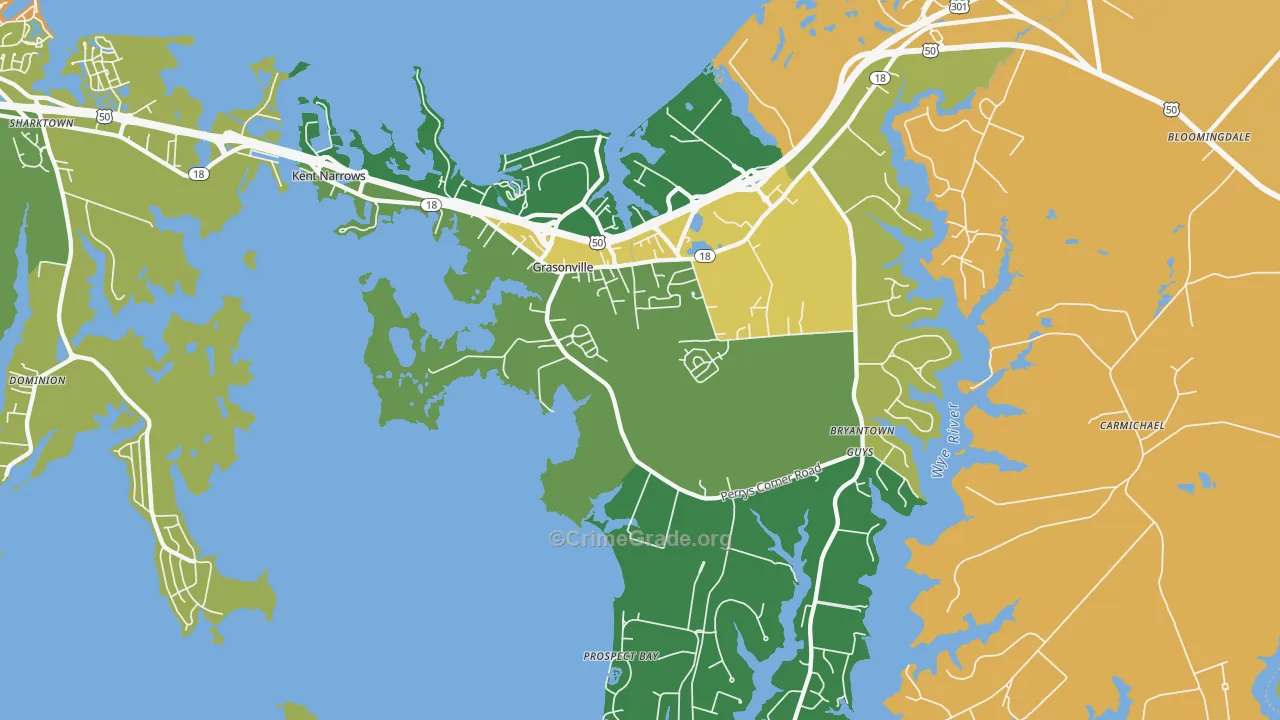Grasonville, MD Map of Vandalism Rates