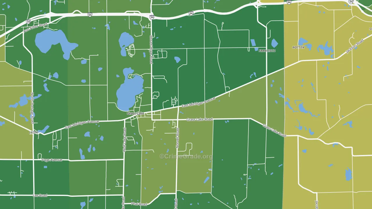 Grass Lake, MI Map of Vandalism Rates