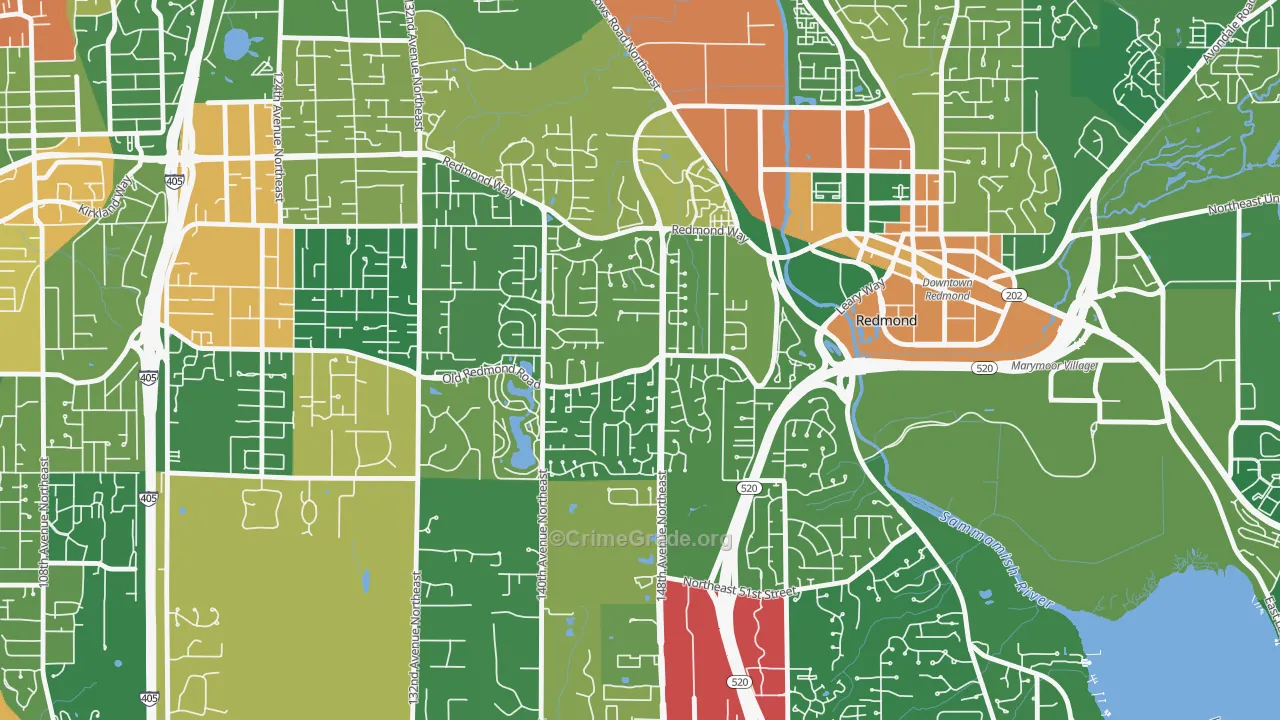 Grass Lawn, Redmond, WA Map of Vandalism Rates
