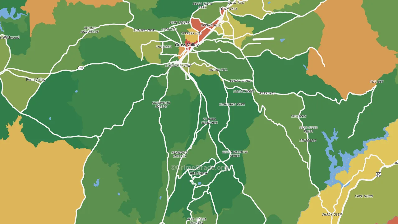 Grass Valley, CA Map of Vandalism Rates