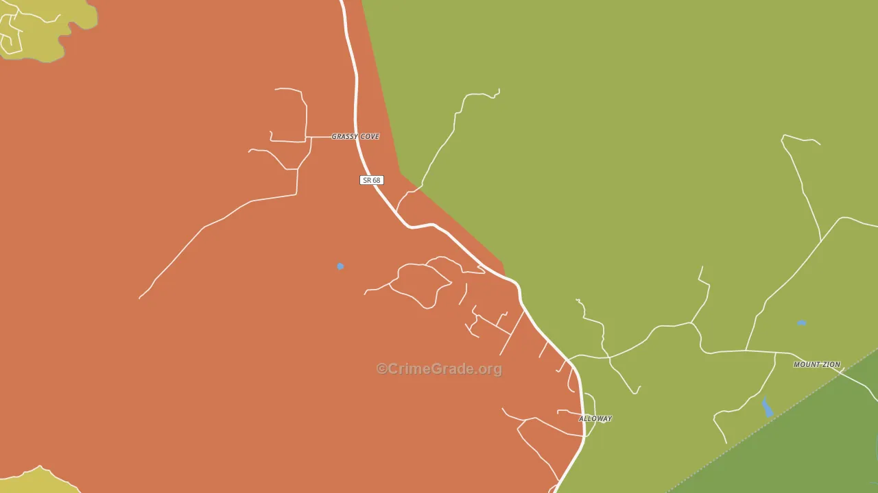 Grassy Cove, TN Map of Vandalism Rates