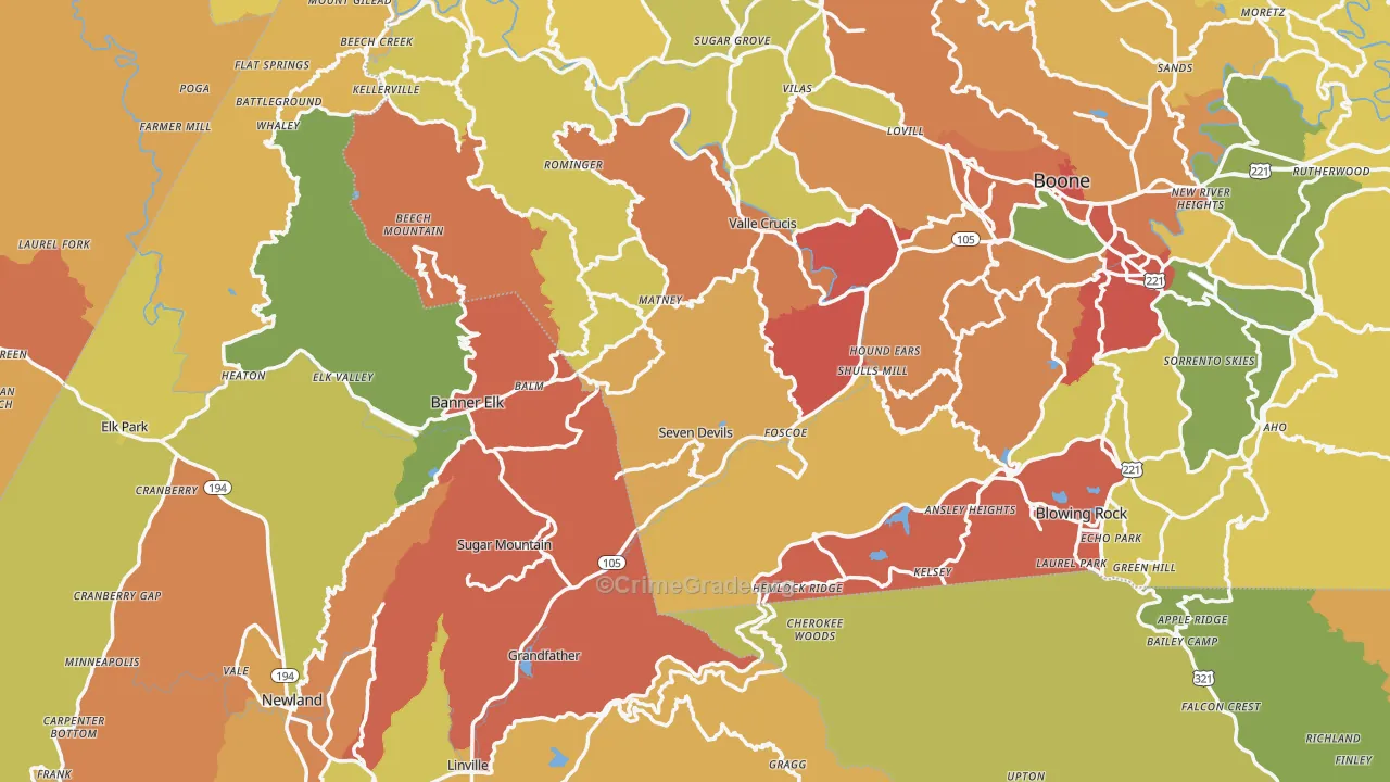 Grassy Creek, NC Map of Vandalism Rates