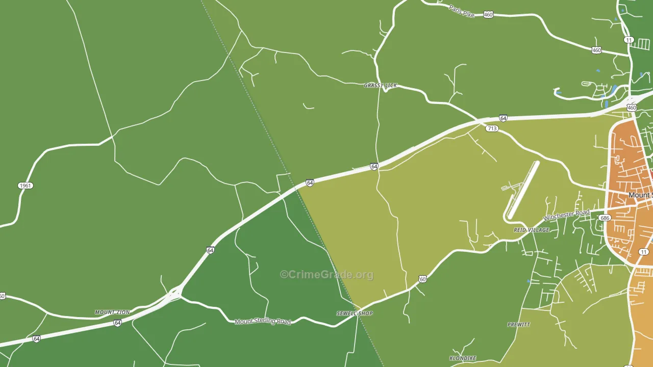 Grassy Lick, KY Map of Vandalism Rates