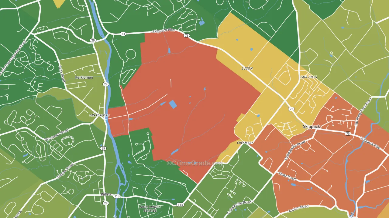 Graterford, PA Map of Vandalism Rates
