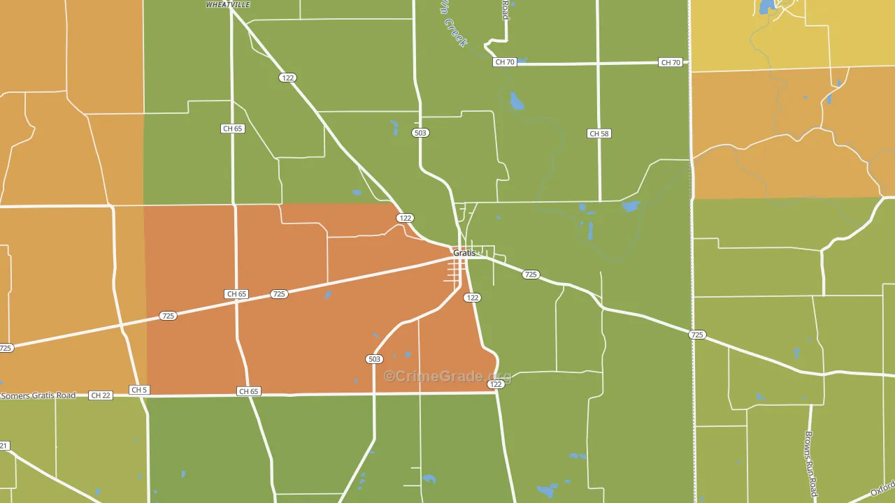 Gratis, OH Map of Vandalism Rates
