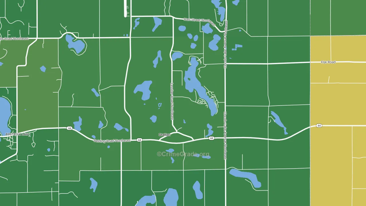 Grattan, MI Map of Vandalism Rates