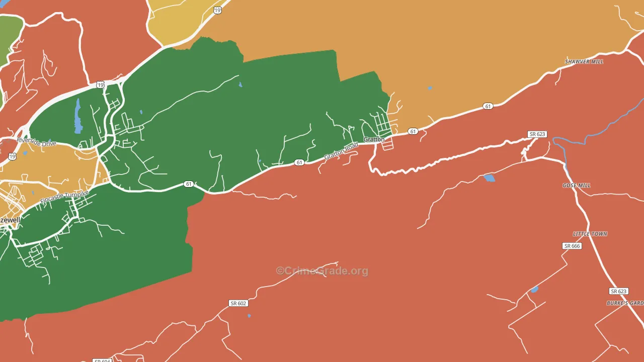 Gratton, VA Map of Vandalism Rates