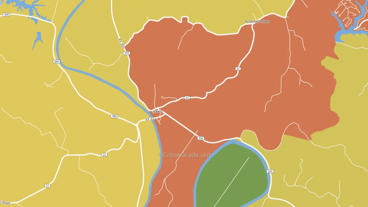 Gratz, KY Map of Vandalism Rates