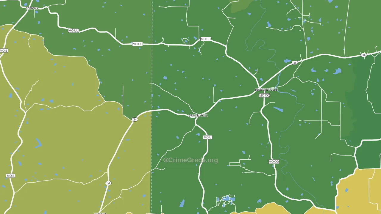 Gravel Hill, MO Map of Vandalism Rates
