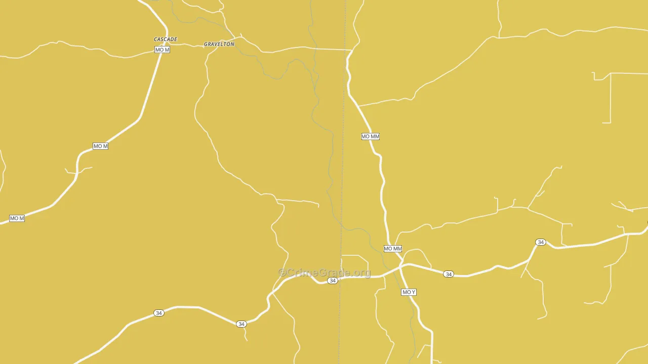 Gravelton, MO Map of Vandalism Rates