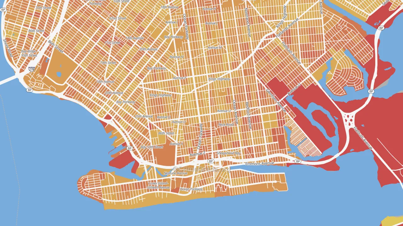 Gravesend-Sheepshead Bay, Brooklyn, NY Map of Vandalism Rates