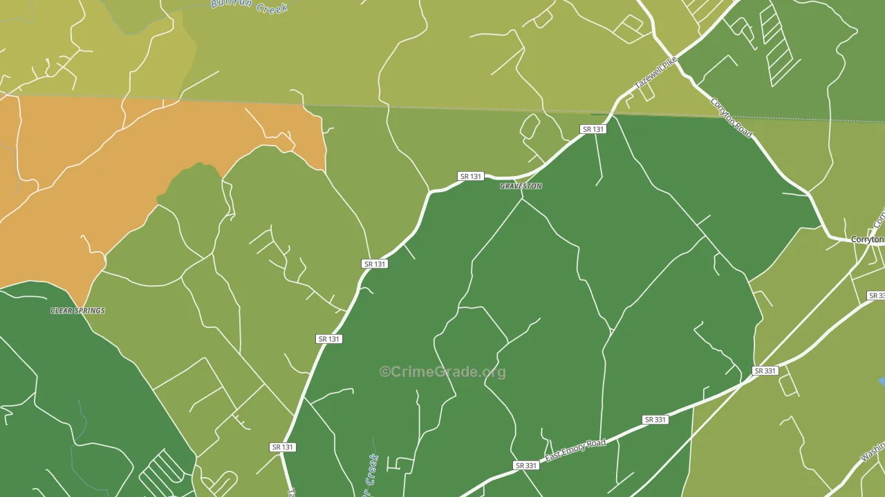 Graveston, TN Map of Vandalism Rates