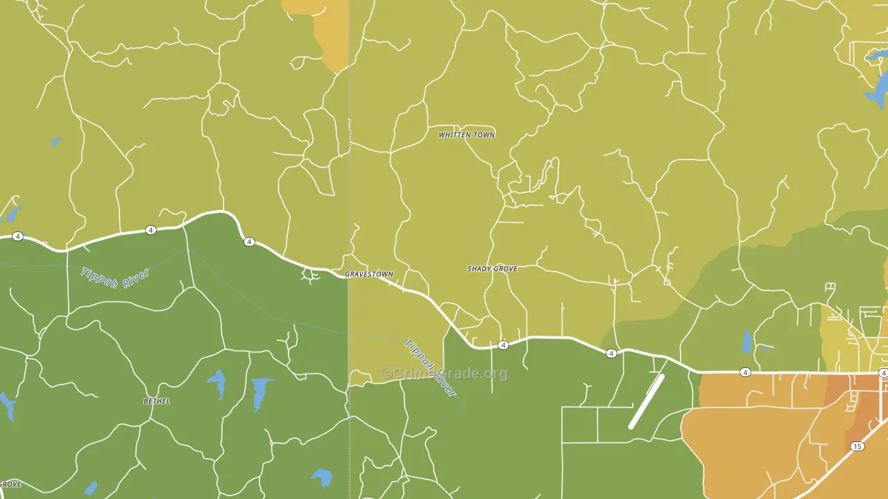 Gravestown, MS Map of Vandalism Rates