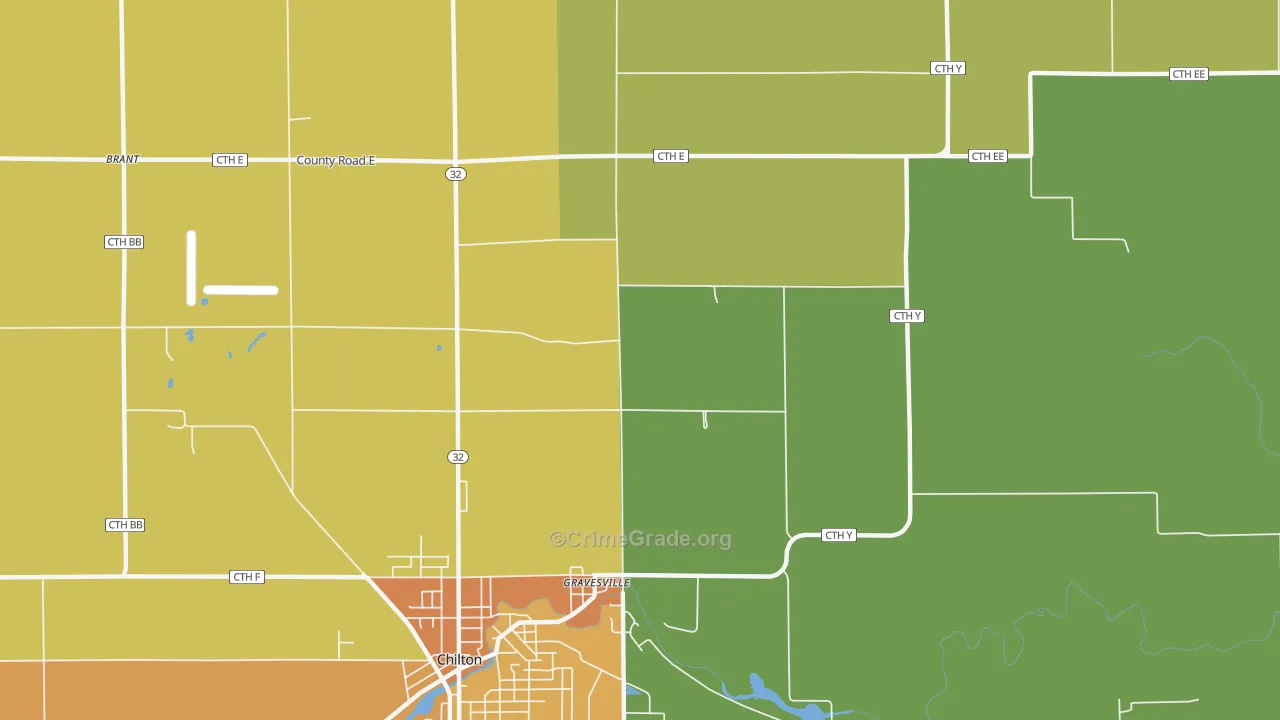 Gravesville, WI Map of Vandalism Rates