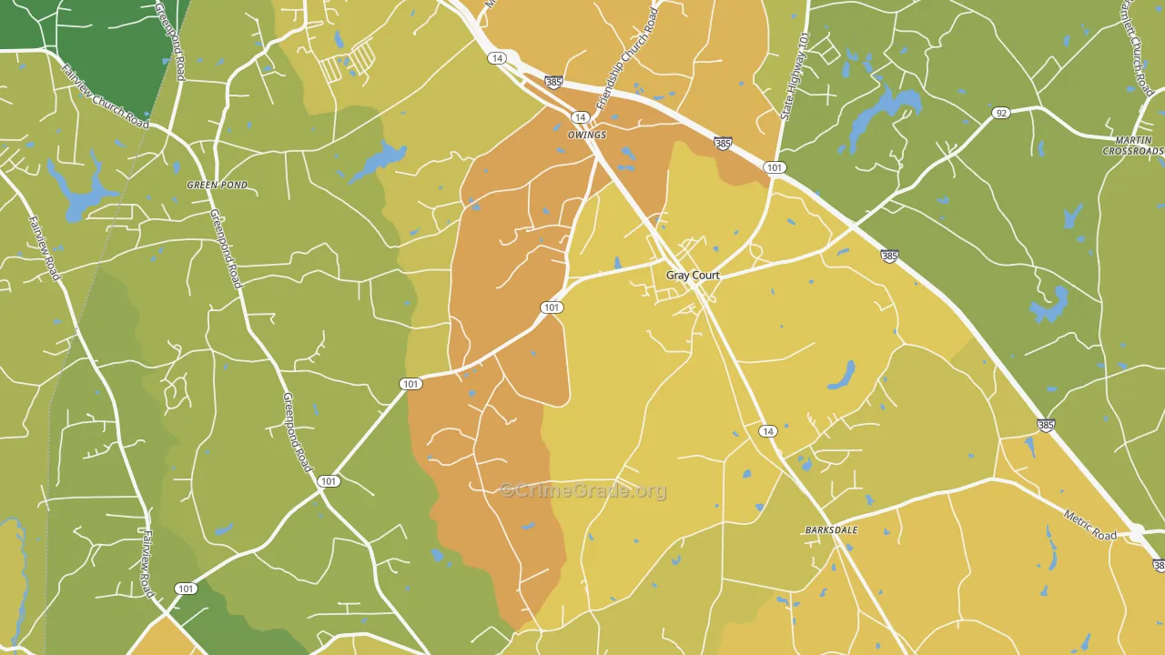Gray Court, SC Map of Vandalism Rates