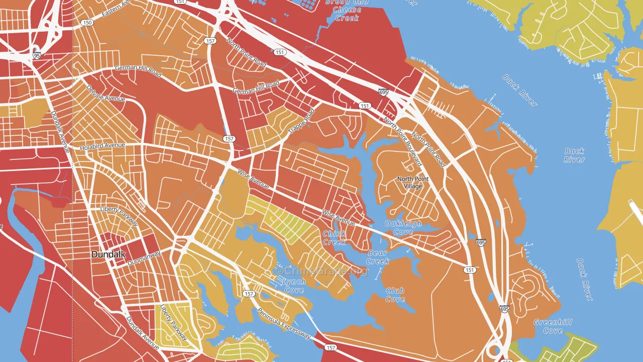 Gray Haven, Dundalk, MD Map of Vandalism Rates
