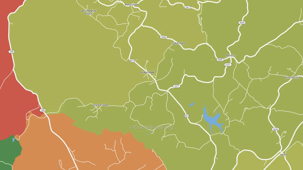 Gray Hawk, KY Map of Vandalism Rates